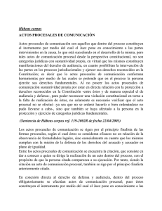 Hábeas corpus ACTOS PROCESALES DE COMUNICACIÓN Actos