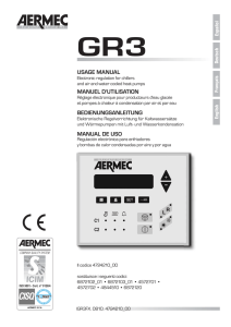Electronic regulation Aermec GR3 for chillers NRA, NRC, NRL, NBW