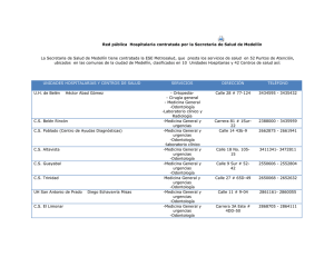 Red pública Hospitalaria contratada por la Secretaria de Salud de