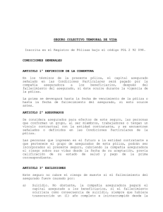 SEGURO COLECTIVO TEMPORAL DE VIDA Inscrita en el Registro