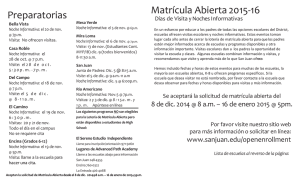 Preparatorias Matrícula Abierta 2015-16