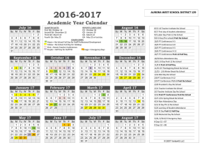 Academic Year Calendar - West Aurora School District 129