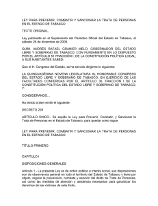 LEY PARA PREVENIR, COMBATIR Y SANCIONAR LA TRATA DE