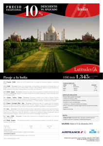 PRECIO Pasaje a la India
