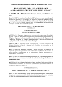 reglamento para la autoridades auxiliares del municipio de tepic