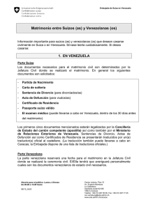 Matrimonio entre Suizos (as) y Venezolanas (os) - EDA
