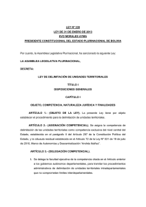 LEY Nº 339 LEY DE 31 DE ENERO DE 2013 EVO MORALES AYMA