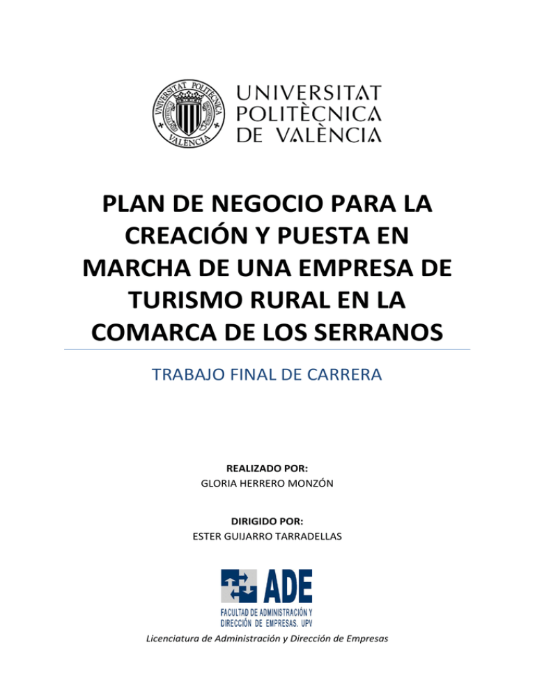 plan de negocio para la creación y puesta en marcha de