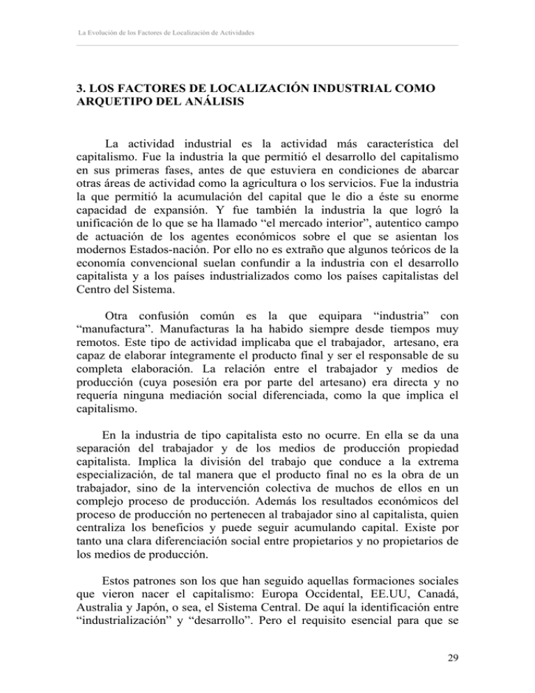 Los Factores De Localización Industrial Como Arquetipo Del Análisis