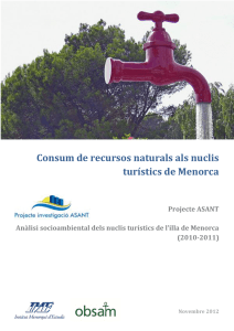Consum de recursos naturals als nuclis turístics de Menorca