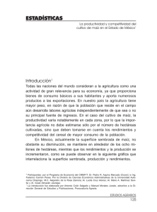 La productividad y competitividad del cultivo de maíz en el Estado