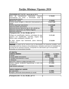 Tarifas Mínimas Vigentes 2016