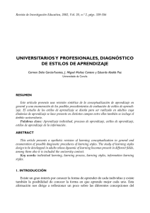 Universitarios y profesionales, diagn&oacute;stico de estilos de aprendizaje