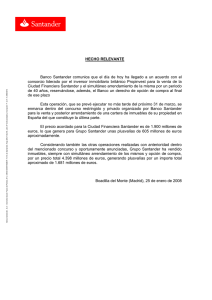 Acuerdo para la venta de la Ciudad Financiera Santander y el