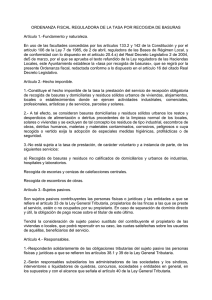 Ordenanza fiscal reguladora de la tasa por recogida de basura