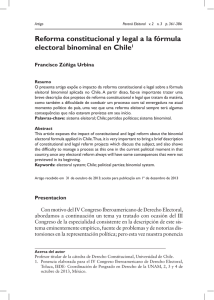 Reforma constitucional y legal a la fórmula electoral binominal en