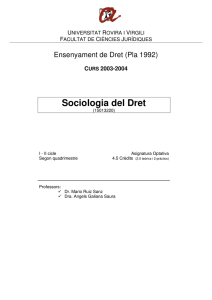 Sociologia del Dret - Facultat de Ciències Jurídiques