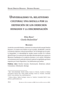 UNIVERSALISMO VS . RELATIVISMO CULTURAL: UNA