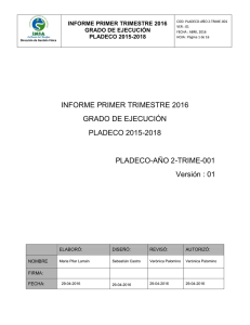 INFORME PRIMER TRIMESTRE 2016 GRADO DE EJECUCIÓN
