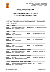 Competiciones Nacionales de Voleibol Organizadores de las Fases