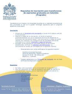 Requisitos de inscripción para transferencia de aspirantes