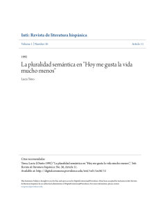 La pluralidad semÃ¡ntica en "Hoy me gusta la vida mucho menos"