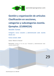 Gestión y organización de artículos Clasificación en secciones