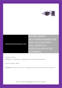 CU00905C Arrays multidimensionales en Java. Ejemplos y