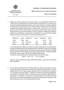 1. Estímese el coste de producción para una azucarera, cuya