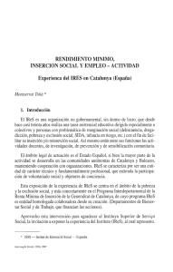 RENDIMIENTO MINIMO, INSERCION SOCIAL Y EMPLEO