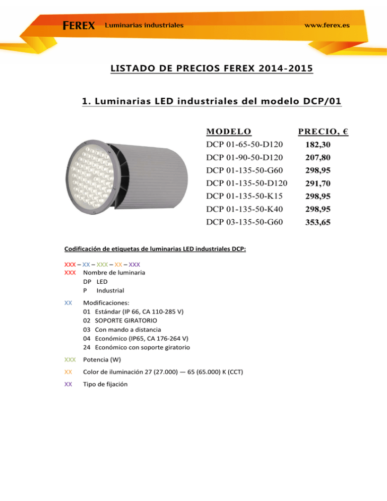 Descargar precios 2015 Distribuidor de luminarias LED
