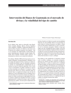 Intervención del Banco de Guatemala en el mercado de divisas y la