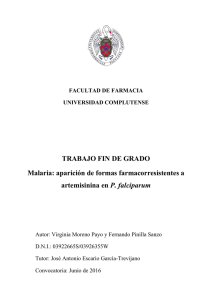 aparición de formas farmacorresistentes a artemisinina en P