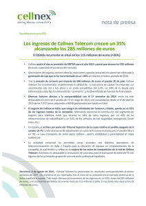 Los ingresos de Cellnex Telecom crecen un 35% alcanzando los