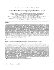 Cost analysis of octopus ongrowing installation in Galicia
