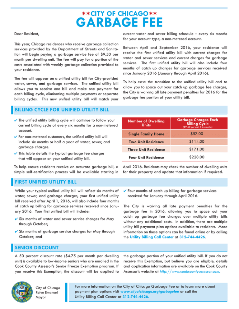garbage fee City of Chicago