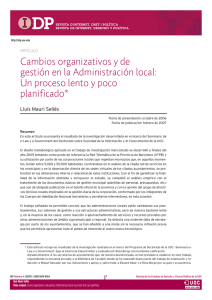 Cambios organizativos y de gestión en la Administración local: Un