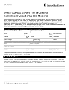 UnitedHealthcare Benefits Plan of California Formulario de Queja