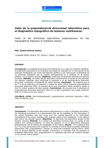 Valor de la preponderancia direccional laber&iacute;ntica para el