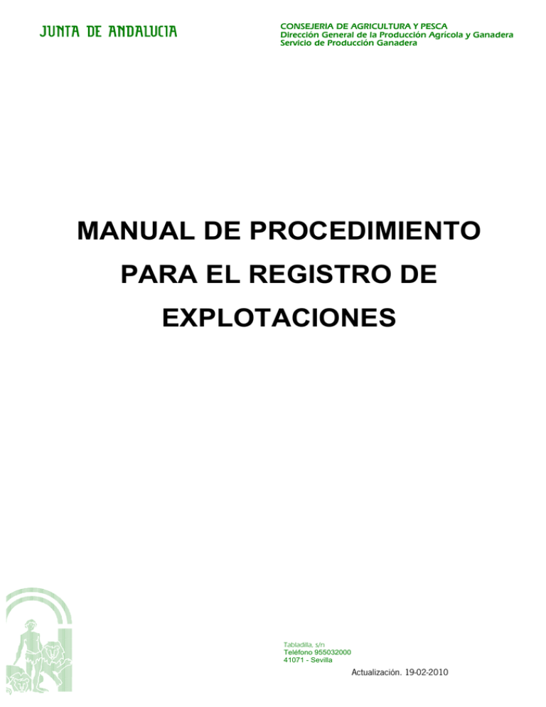 Manual De Procedimiento Para El Registro De Explotaciones