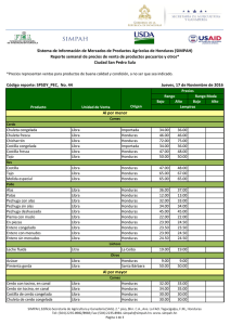 2.7. Reporte semanal de precios de productos pecuarios, El Dandy