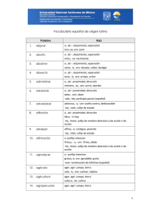 vocabulario español de origen latino.unidad iv.