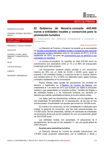 El Gobierno de Navarra concede 445.000 euros a entidades locales