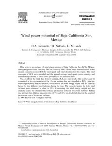 Wind power potential of Baja California Sur, México