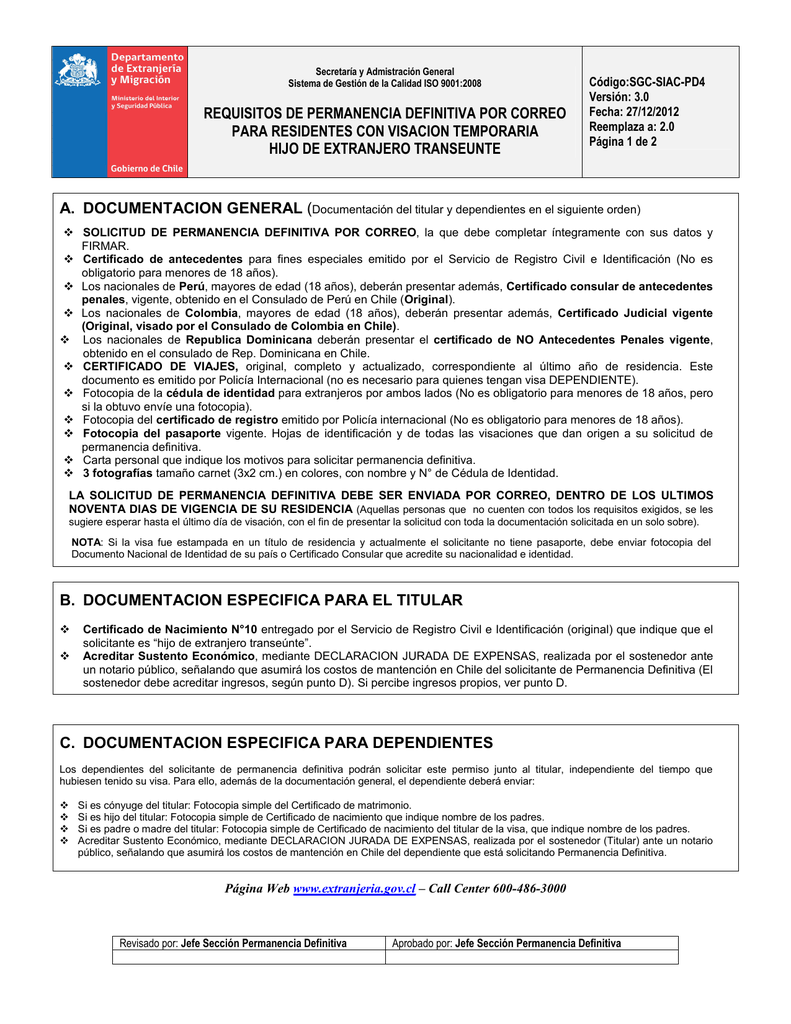 Carta Explicativa Solicitud Visa Definitiva Chile Unamed 