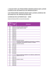 ¿ CUALES SON LAS POSICIONES ARANCELARIAS QUE LLEVAN