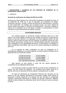 Acuerdo de condiciones de trabajo del PAS de la UCM Acuerdo de
