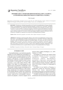 DISTRIBUCIÓN Y AFINIDADES BIOGEOGRÁFICAS DE LA FAMILIA
