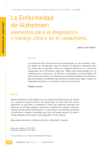 La Enfermedad de Alzheimer: elementos para el diagnóstico y