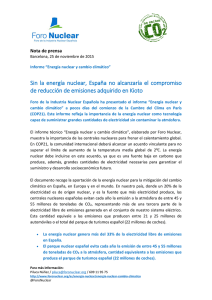 Sin la energía nuclear, España no alcanzaría el compromiso de